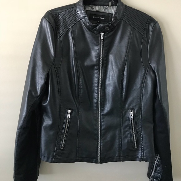 Black Rivet Jackets & Blazers - women Black rivet faux-leather jacket